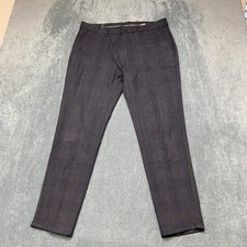 Pantalone chino Zara uomo 36x27,5 grigio a quadri casual vita media streetwear gamba dritta