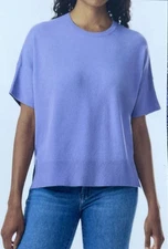 Splendid Women's Short Sleeve Knit Top, Lavender, Large