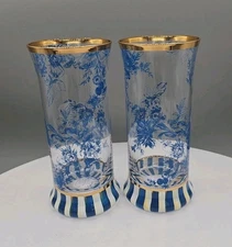 MacKenzie-Childs Royal English Garden Highball 6.5"T×3"W 15oz Cap.-Set of 2 NIB