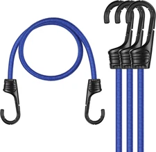 WORKPRO 24 Inch Bungee Cords with Hooks, 4 Pack Superior Rubber Heavy Duty Bunge