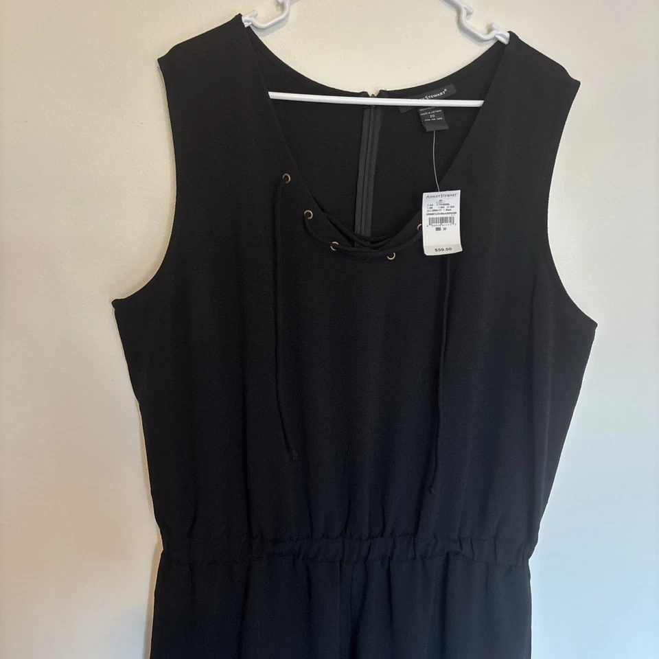 Комбинезон Ashley Stewart 18 20 черный НОВЫЙ эластичный на талии - Изображение 2 из 4