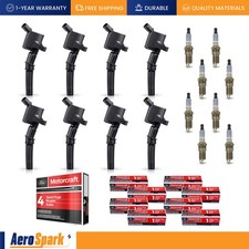 8x Motorcraft Spark Plug + Ignition Coils fit...