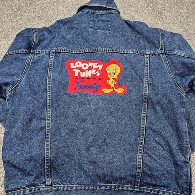 Vintage 1994 Looney Tunes Embroidered Tweety Bird Jean Jacket Size Medium