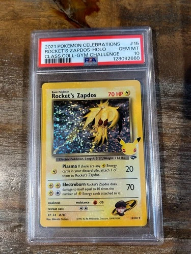 Pokemon 2021 Celebrations Classic Gym Challenge ROCKET'S ZAPDOS Holo #15 PSA 10