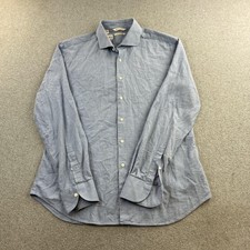 Suitsupply Shirt Mens 16.5 42 Blue Egyptian Cotton Slim Fit Button Front Adult