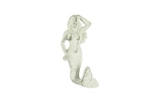  Pack Of 2 Whitewashed Cast Iron Mermaid Hook 6"