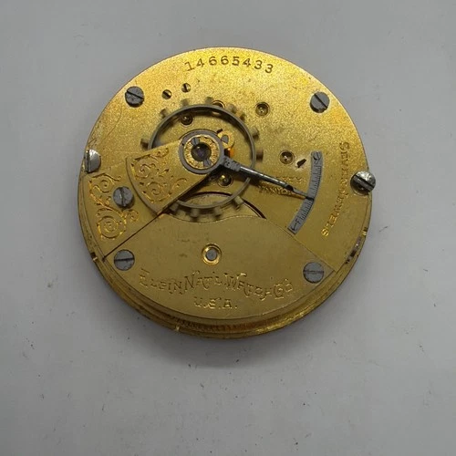 Elgin Gilt Gold Grade 309 antique 18 Size Open Face movement only Runs 433