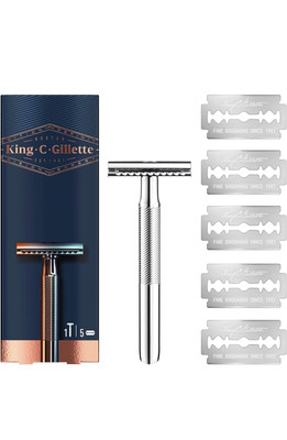 Gillette King C. Rasierhobel Herren + 5 Klingen, präzise & langlebig