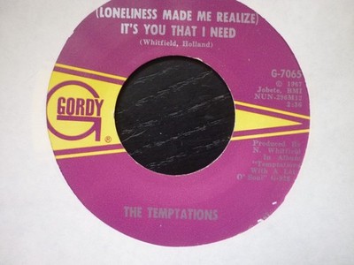 temptations loneliness made me realize..gordy   orig soul 45 usa