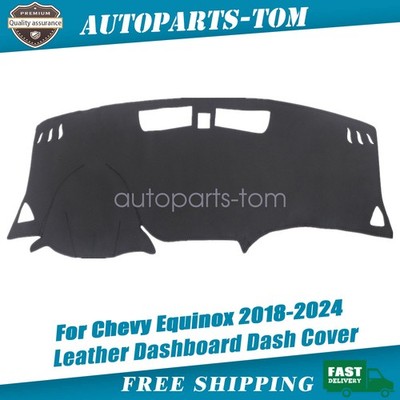 Black Leather Dashboard Dash Cover Dashmat Fits 2018-2023 2024 Chevy Equinox