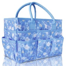 Craft Organizer Tote Bag Art Organizer Craft Caddy Multiple Pockets Blue