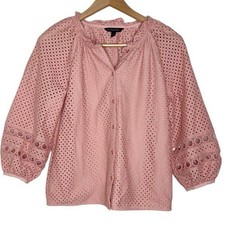Banana Republic Factory Women s Texture Eyelet Balloon Sleeve Blouse size S