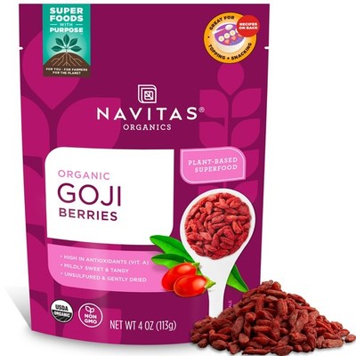Navitas Organics Goji Berries   For Smoothies, Trail Mix, 4 Ounce (Pack of 1) 