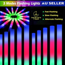 3 Battery LED Foam Glow Sticks 6-8H 3 Modes Reinforced Top For Party From UK
