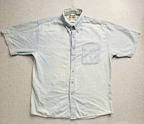 Vintage Most Wanted Shirt Mens Large Denim Button Up Pocket Hong Kong 90s