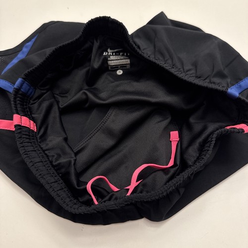 Nike Tempo Shorts Youth Small Black Pink Big Kids Girls Dri Fit Drawstring Waist - Picture 7 of 11