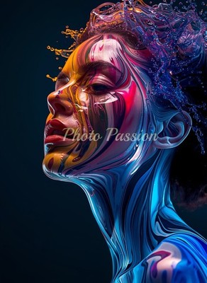 A4 Foto Portrait Frau künstlerische Farben Modern Poster (3735)