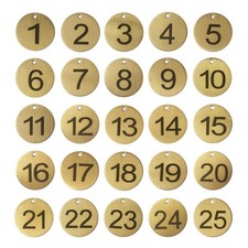 Numbered Brass Tags Key Rings 1-25 ID Label Durable Metal Marker