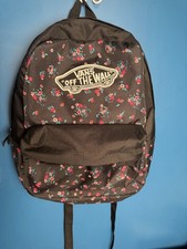 Vans Realm Backpack Black Floral Print Off The Wall School Travel Bag Womens