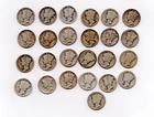 Lot of 50 Mercury Silver Dimes | 1916–1944 Mixed Dates | 90% Silver Junk Bullion