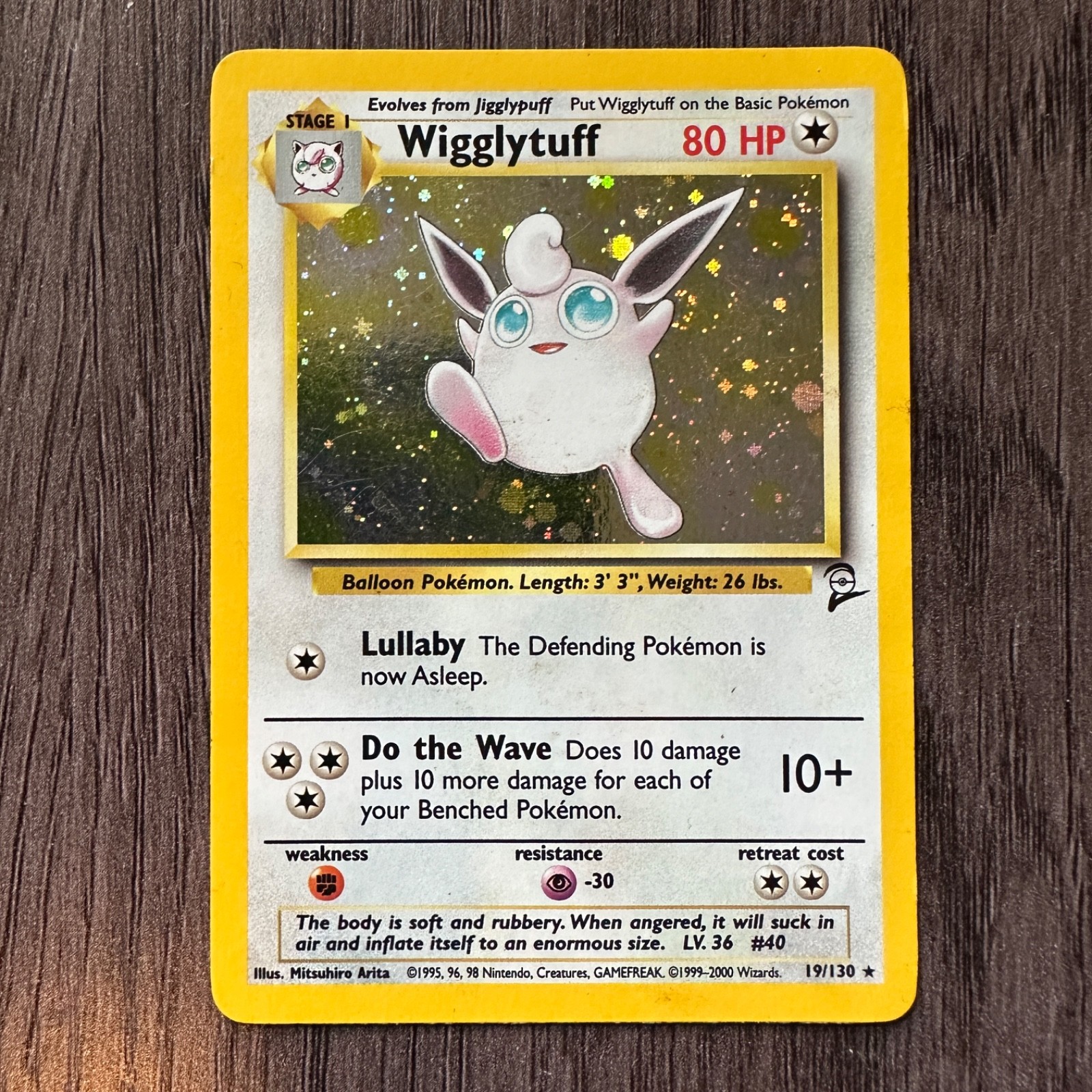 Wigglytuff 19/130 Base Set 2 Holo Rare MP Pokemon Card TCG Vintage Pokémon