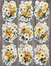 Yellow Flower Bouquet Die Cut Vinyl Stickers Set Scrapbooking Laptop Waterbottle