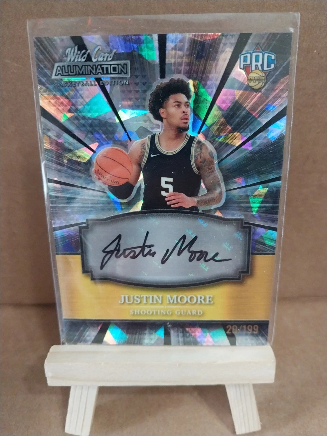2021-22 Wild Card Alumination - Autographs Justin Moore Holo-Lux Silver Crystals