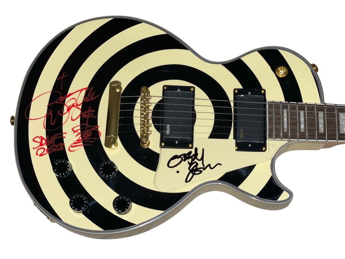 OZZY OSBOURNE & ZAKK WYLDE SIGNED BULLSEYE ELECTRIC GUITAR SABBATH