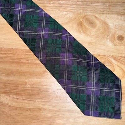 Robert Talbott Best of Class Purple Green Plaid Silk Classic Neck Tie USA Made