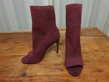 stiefeletten 41 damen strickoptik stretch offen bordeaux bequem mesh transparent