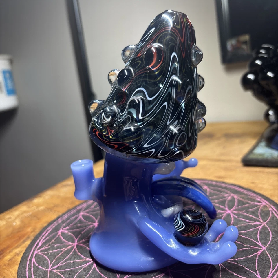 Jamsologlassworks 10mm Wigwag/blue Elder Shroom God Rig heady glass - Image 4 of 4