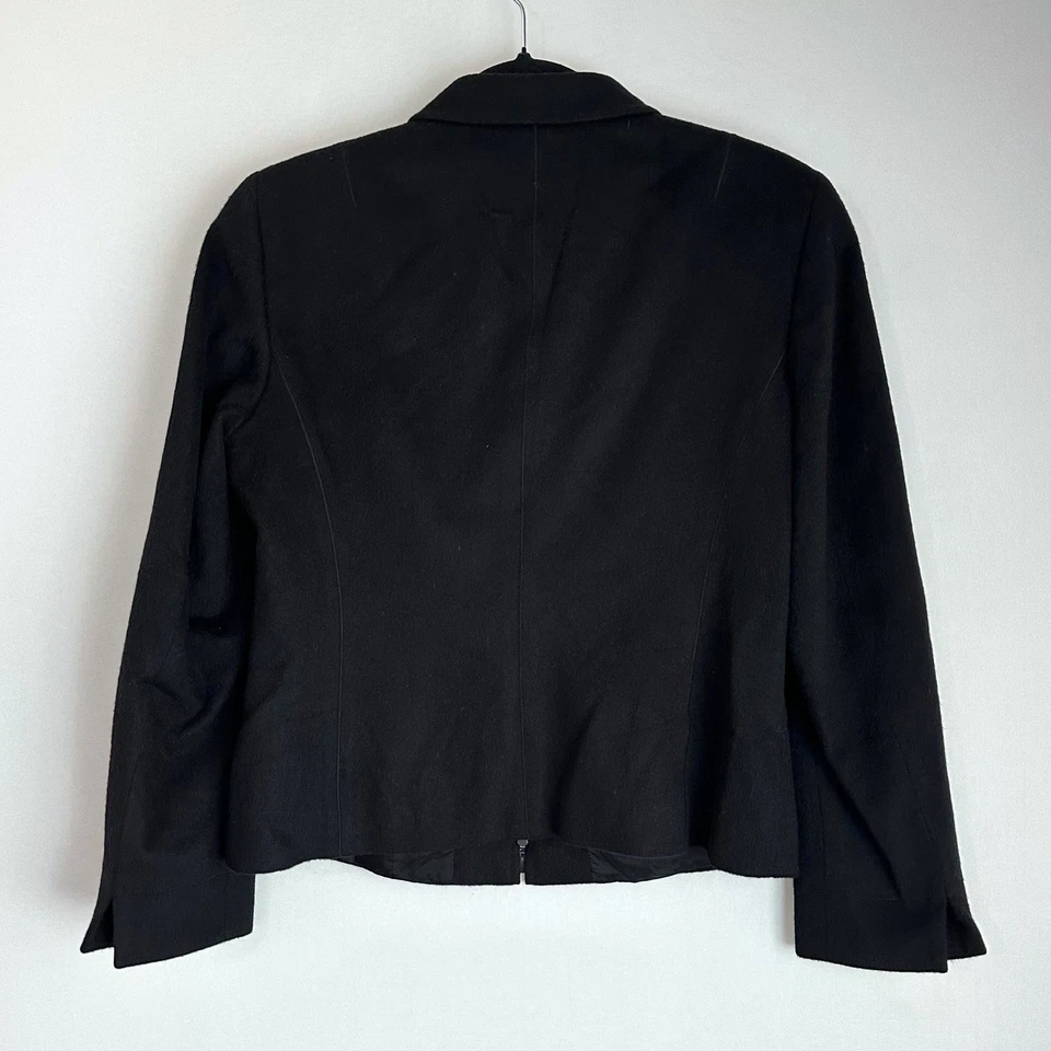 Chaqueta Blazer Akris Punto Negra Lana Cremallera Frontal Cuello Talla US 8 Oficina Foto 2 de 4