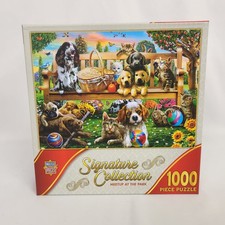 MasterPieces "Meetup At The Park" Dogs Cats Playing 1000 Pc Puzzle 24 x18