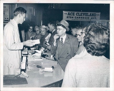 1955 Business Men Ace Cleveland Carnegie Ave OH Banner People Vintage Photo
