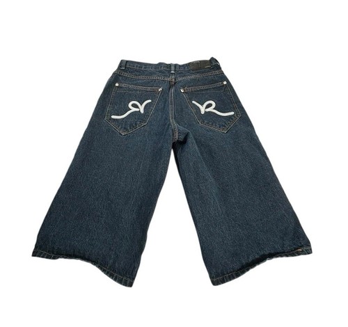Vintage Rocawear Short Boys 18 Youth Blue Denim Y2K Baggy Hip Hop 90s 28x15 - Picture 1 of 8