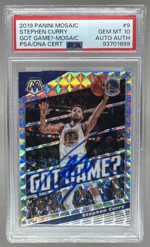 Stephen Curry 2019 Panini Mosaic Silver Mosaic Got Game? IP Auto PSA 10 DNA AUTH