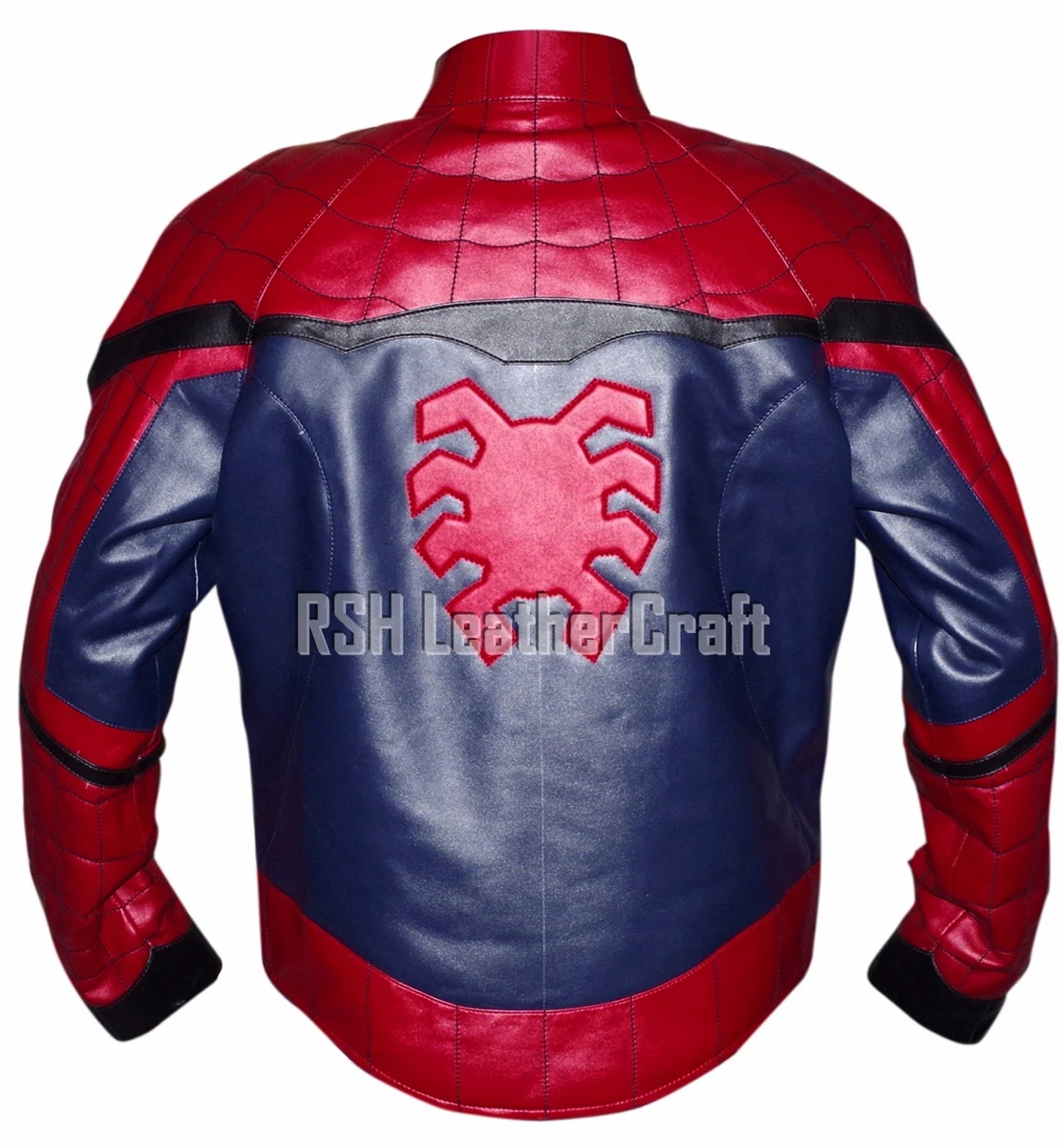 Spider Man Homecoming Civil War Logo Peter Parker Maroon Faux Leather Jacket