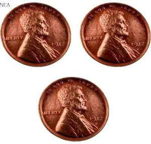 1917+1917-D+1917-S Lincoln Wheat Penny Cent Set/Lot ~ Gem BU (red) ~ 3 Coins