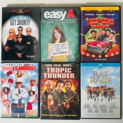 Lot of 6 Comedy - DVD - Easy A - Tropic Thunder - Rat Race - Get Shorty - More!