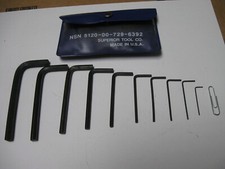 10pc Superior Tool Co SAE Hex Key / Allen Wrench Set 1/4" & Smaller Made in USA