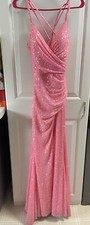 Women's Alyce Paris Hot Pink Sequin Prom Long Dress Size 2 Excellent