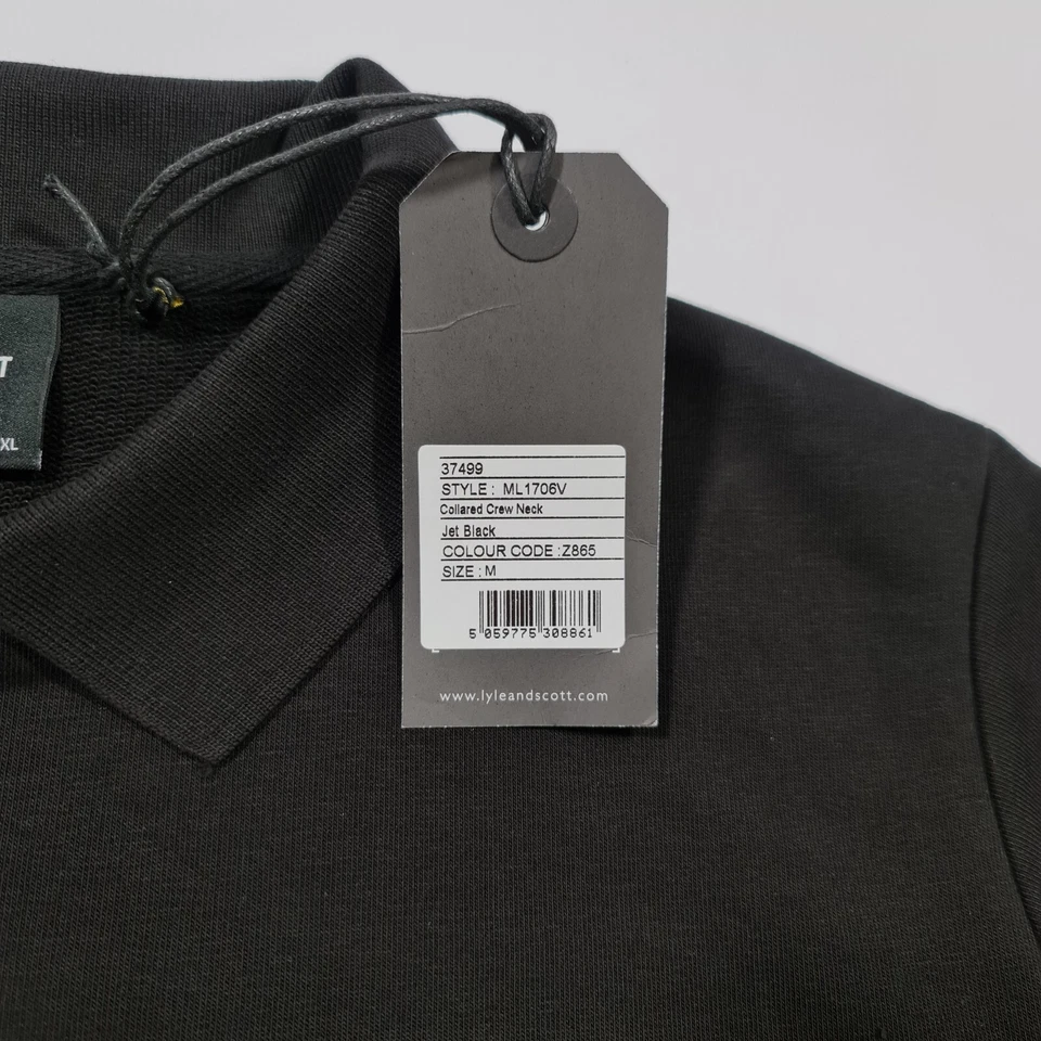 Lyle & Scott Mens Sweatshirt Black Medium Collared Neck Sweater Pullover Top - Image 4 of 4