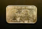 RARE WORLD TRADE & COMMERCE-USSC MINT-999 SILVER 1 OZ OUNCE ART ROUND BAR COIN