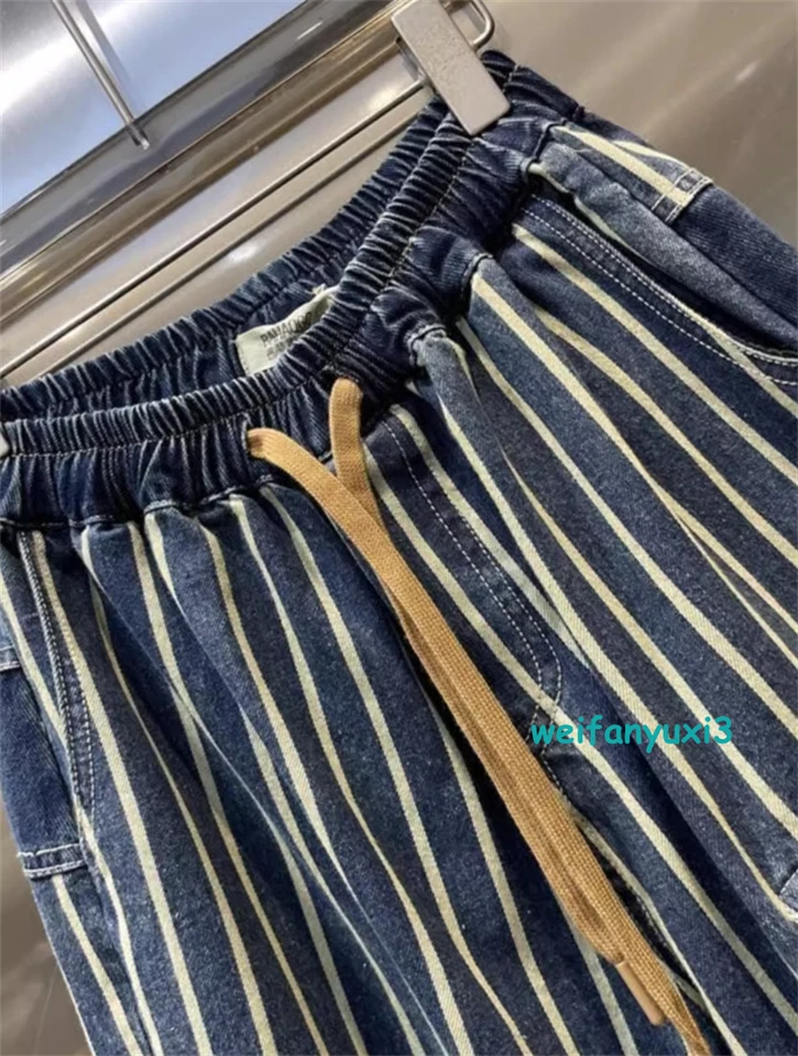 Mono vaquero holgado para hombre Hip Hop pantalones cargo sueltos pantalones vaqueros cintura elástica pantalón Foto 4 de 4