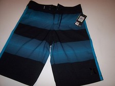 Hurley swimsuit boys youth board shorts swim trunks blue stripe size 20 / 32