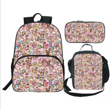 3pcs Tokidoki/LOGO Backpack Set Shoulder Lunch Bags Pencil Case Travel