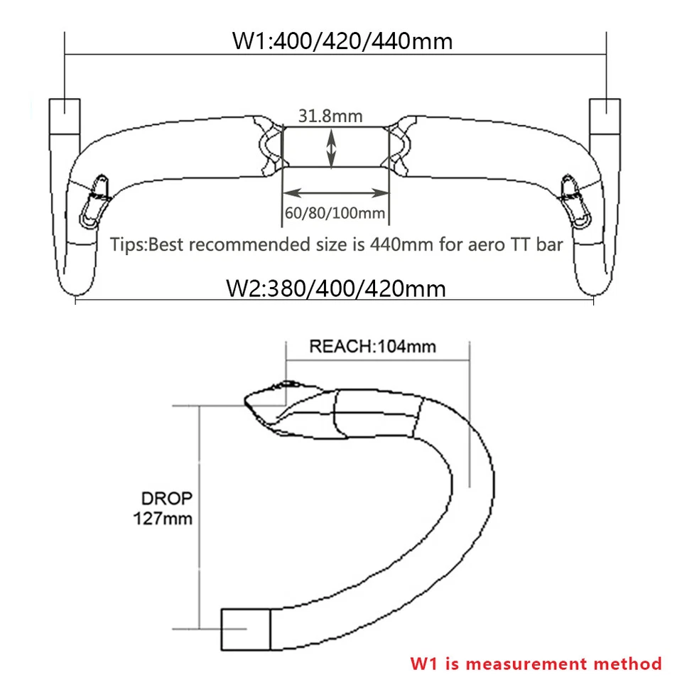 Carbon Drop Road Bike Handlebar AERONOVA 31.8 Internal Racing Bicycle Handle Bar - Image 2 of 4