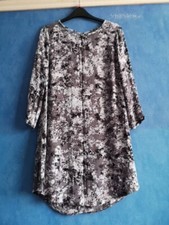 Joules Martha Grey Floral 3/4 Sleeve Tunic Shift Dress Size 12