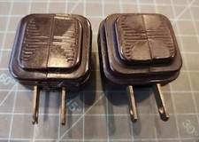 Triple Tap 3 Outlet Plug Adapter Splitter Deco Vtg 2 Prong  SET OF 2 - mjkJJ