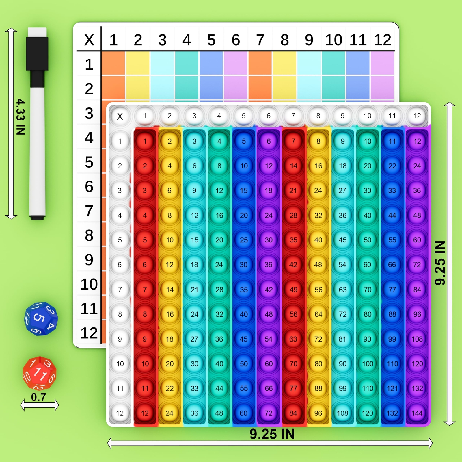Multiplication Chart Pop It 12x12 Math Game Times Table for Kids ...